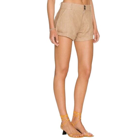 NWT Acacia Women’s Size XL Tan Tea Jude Linen Shorts - Picture 2 of 14